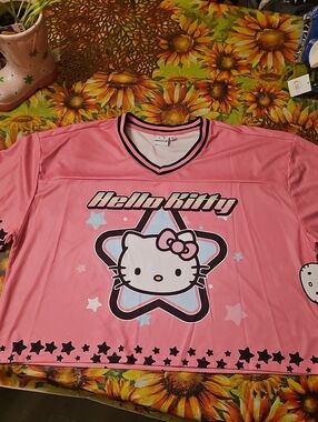 Hello Kitty Pink Graphic Jersey with Star Motif